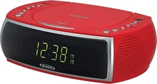 Jensen JCR-322R Modern Home Tabletop Stereo Clock Digital AM/FM Radio CD Player