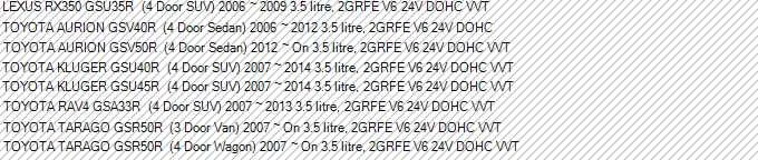 INLET INTAKE MANIFOLD GASKET SET for LEXUS RX350 GSU35R 3.5L 2GRFE V6 DOHC VVT - Imagem 2 de 2