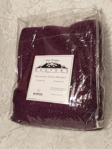 White Mountain Weavers Decorative Throw Blanket Tweed Grape Home Decor tblhp1 - Picture 3 of 12