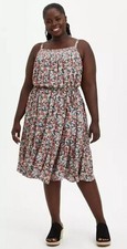 NWT Torrid Plus Size 1 1X 14/16 Trapeze Midi Dress - Gauze Floral Ditsy