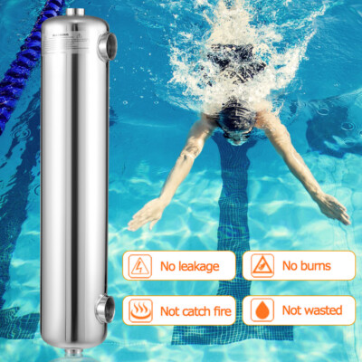Pool Heat Exchanger Tube 200K Same Side 1''+ 1 1/2''FPT Stainless 200k Btu/hour