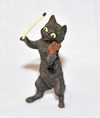 Vienna Bronze Miniature Cat Figurine Orchestra Violin