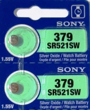 MURATA / SONY 379 SR521SW (2 piece) SR521 379 Watch Battery US Seller 