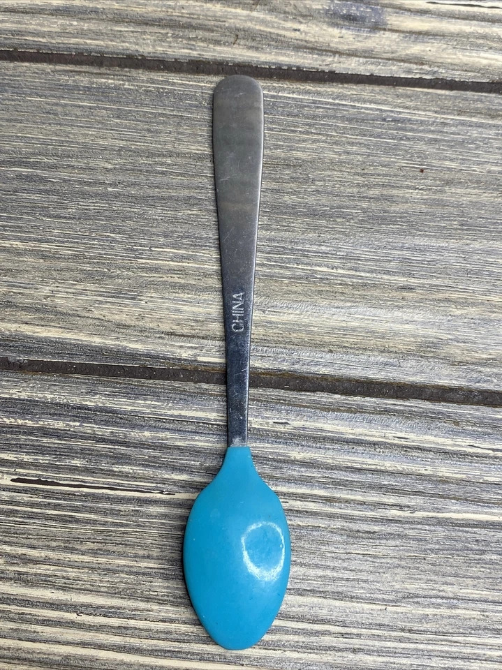 Cuchara bebé Gerber vintage azul punta suave mordida revestimiento Foto 2 de 4