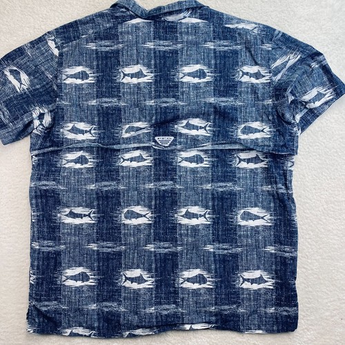 Columbia PFG Shirt Men's Size XXL Dark Blue White Sportfish Print Short Sleeve - Picture 11 of 14