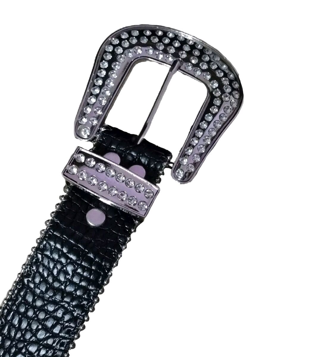 Rhinestone Black Leather Belt Stud Gem Y2K BB Simon Style Rhinestone Black Leather Belt Stud Gem Y2K BB Simon Style