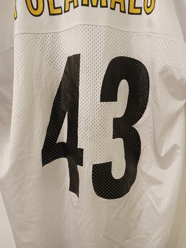 REEBOK MENS PITTSBURGH STEELERS TROY POLAMALU SUPERBOWL XLV WHITE Large JERSEY - Picture 5 of 9