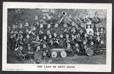 Postcard Kent Church Lads Brigade Band musical instruments posted 1906