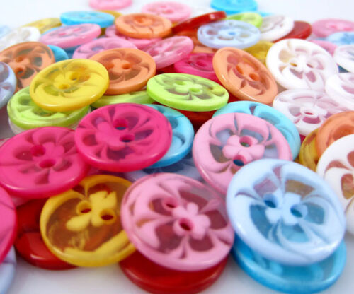 Bouton en résine multicolore gratuit à 2 trous pour scrapbookter à coudre artisanat décoratif 14 mm - Photo 1/1