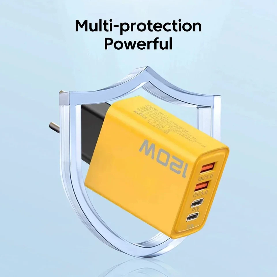 Caricatore USB 120W 4 Porte Tipo C per Smartphone - Immagine 3 di 4