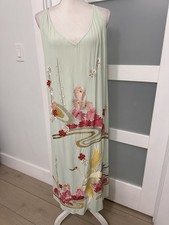 ASOS Curve Mint Embroidered Floral Crane Slip Midi Dress SZ 18 Resort Wear NWT