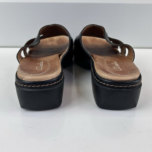 Sandals Black Leather Clark Women’s Size 7 M 72670 - Picture 8 of 13