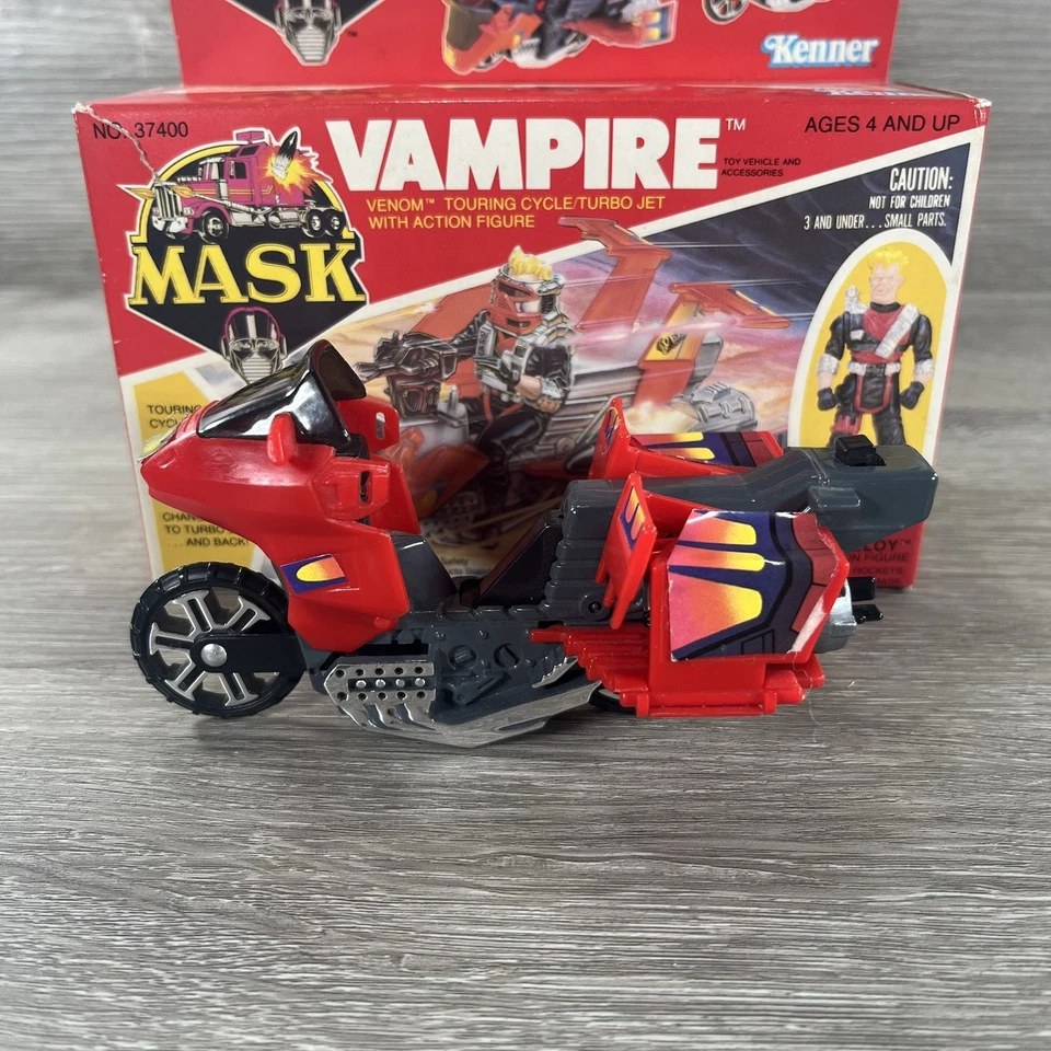 Motocicleta y figura Kenner Mask Vampire 1986 vintage completa con caja. Foto 4 de 4