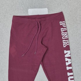 PINK Victoria's Secret Women Activewear Pants M Burgundy Graphic PINK NATION