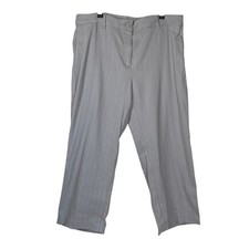 NEW J. Jill Linen Stretch Wide Leg Striped Trouser Pants Size 12P Grey Office