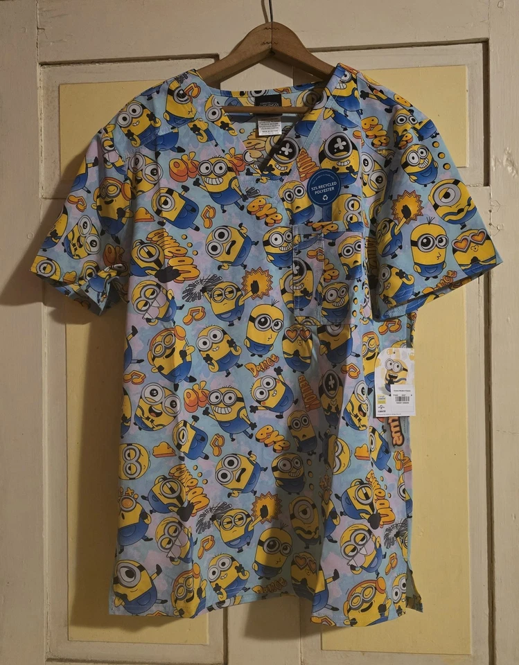 Minions Cherokee Scrubs Tooniforms Unisex V Neck Top - Image 2 of 4
