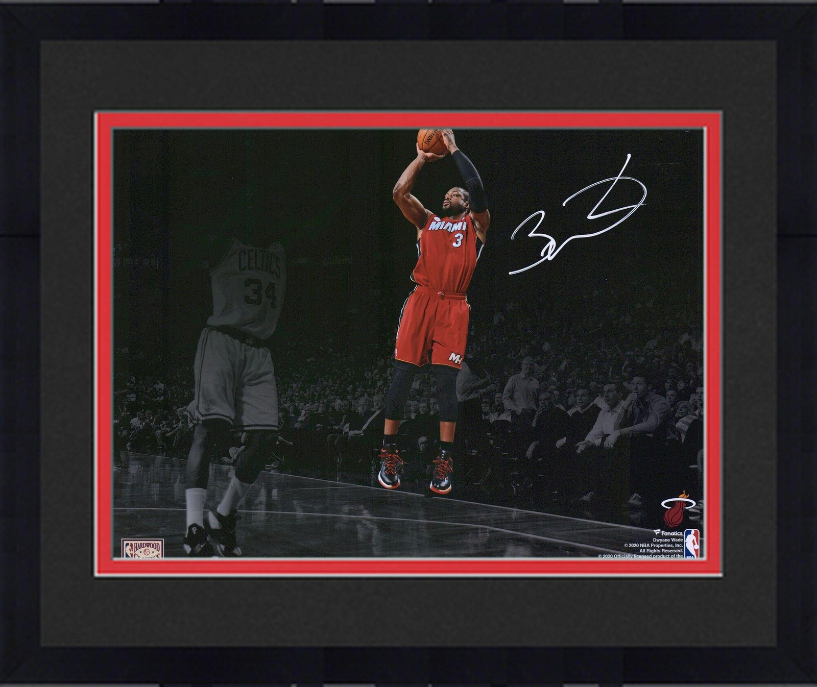 Framed Dwyane Wade Heat Signed 11x14 Spotlight Shot vs, Celtics Photo