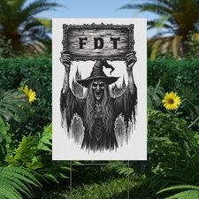 Halloween 2025 Anti Trump Yard Sign, Witch FDT Plastic Decor, Spooky Yard Art
