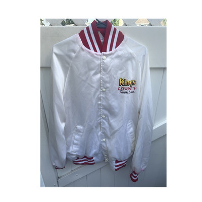 WestArk Varsity Jacket Men's White Red Snap Embroidered Truck Lines USA XL