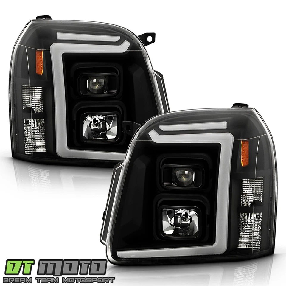 Par de faros proyectores de doble tubo LED negro para GMC Yukon 2007-2013 Foto 3 de 4