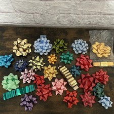 Vintage Lot of 27 Christmas Gift Bows Mixed H...