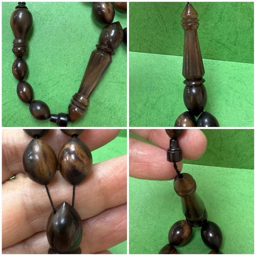 Antique Very Rare Hand Made Natural Beast Horn islamic prayer 33 beads 51g R15 - Picture 23 of 23