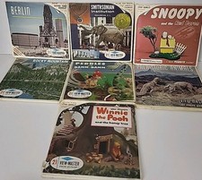 Seven 7 Vintage View-Master Reels Story Books Snoopy Winnie The Pooh Dinosaurs