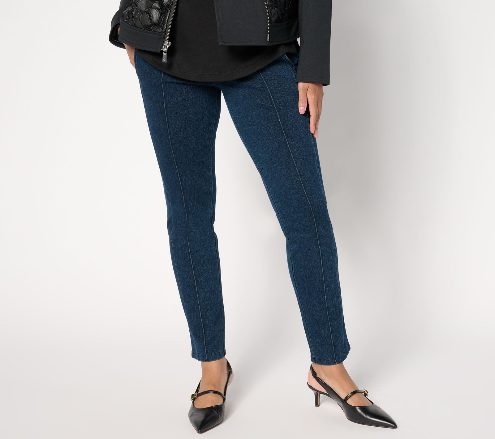 Women with Control Wicked by Prime Stretch Denim Regular Slim Leg Pants Dark Was