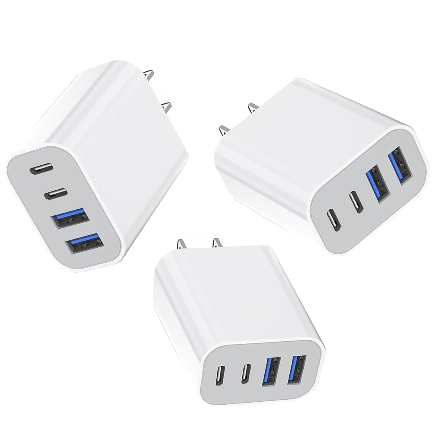 35W Apple Iphone 17 16 Pro Adapter,3Pack 4-Port Quick Charger Block USB C Multip