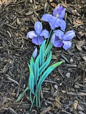 Beautiful Purple Iris Wall Hanging Resin & Metal Marked WMG 2005 Floral Flower