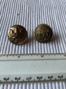 2 Original Civil War Brass Buttons - G.A.R. Union Veterans  & Artillery Officer