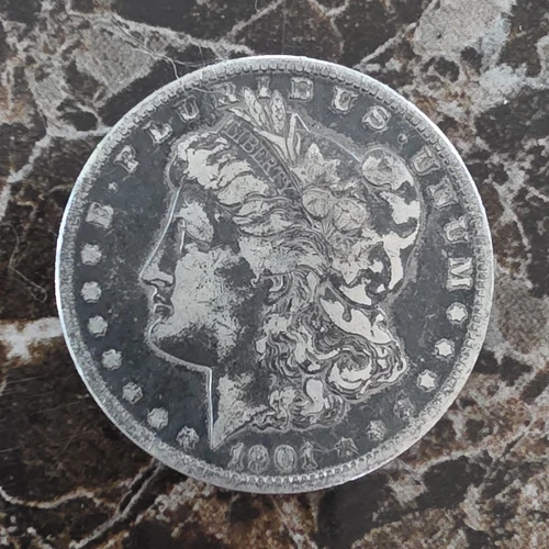 Morgan Silver Dollar $1 1901 US Silver Coin Circulated Uncertified