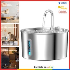 Cat Water Fountain Stainless Steel 2.2 L Automatic Pet Water Dispenser Quiet