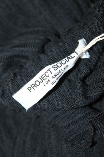 Project Social T Womens Ribbed High Neck Long Sleeve Top Black Size M - Foto 4 di 5