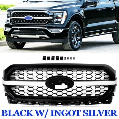 For Ford F-150 F150 2021-2023 Ingot Silver&Black Front Upper Bumper Grille Grill