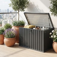 Cassapanca contenitore Baule da esterno 124x66x72 cm Grigio scuro VivaGarden