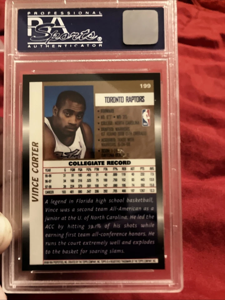 1998 Topps Vince Carter psa 8 - Image 3 of 4