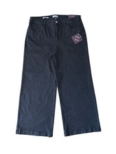 Ava  Viv Junior Teens Black High Rise Wide Leg Stretch Denim Jeans Plus Size 17