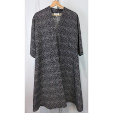 PROLOGUE Target Printed 3/4 Sleeve V-Neck Flair Midi Dress Gray Black Size L