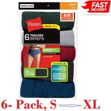 Hanes Men's FreshIQ Comfort Flex Waistband Dyed Briefs, 6- Pack , Size S-XL