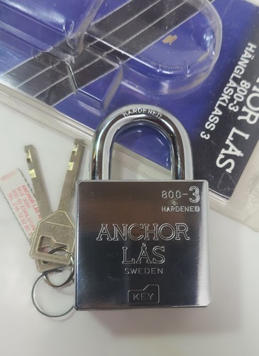 Anchor Las 800-3 High Security Padlock - CEN Grade 4 - 60mm Hardened Steel