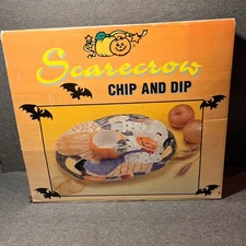 Scarecrow Chip and Dip Platter Bowl Fall Harvest Ceramic Collins Co Ltd