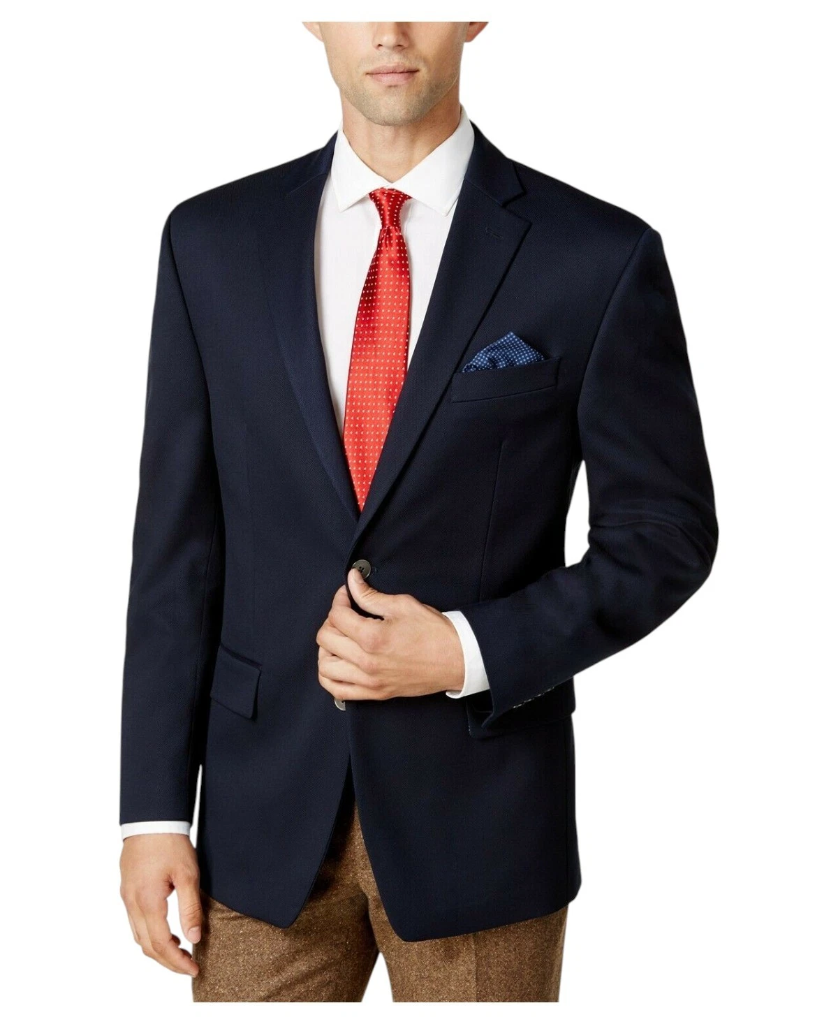 Michael Kors Mens Modern fit Sport Coat Blazer 43 R Navy Blue Solid