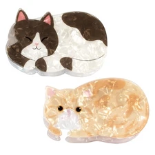 2Pcs Cute Acetate Hair Claw Clip Cat Shaped Hair Claw Clips Non-Slip Strong H...