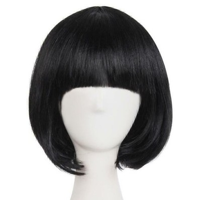 Damen Perücke Schwarz Weiblich Haar Glatt Kurz Wig Party Cosplay Damenperücke