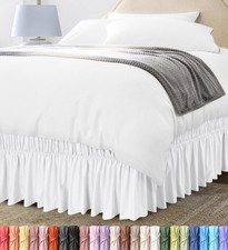 Wrap around Ruffle Queen Size Bed Skirt Adjustable Buckle Elastic ...
