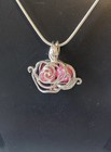 Flower - Stainless Steel - Locket Pearl Cage Pendant - Holds Up To Two 7mm