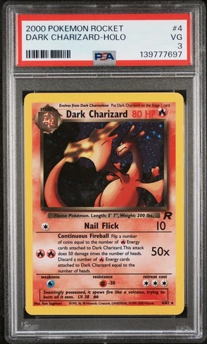 2000 POKEMON ROCKET #4 DARK CHARIZARD-HOLO PSA 3
