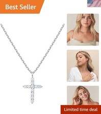 14K Gold Plated Cubic Zirconia Cross Necklace for Women  Cross Faith Pendant...