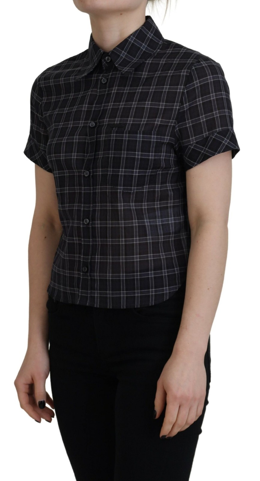 Dsquared² Black Checkered Collared Button Short S… - image 2